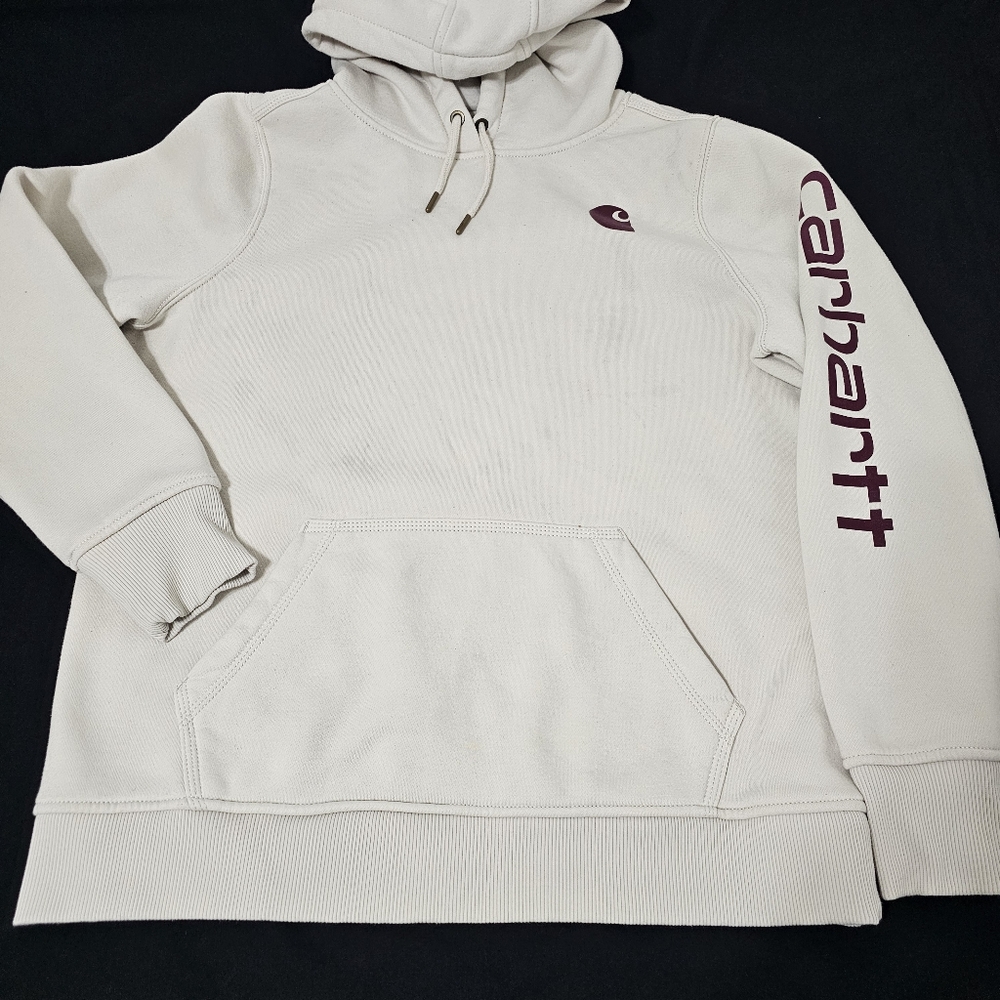 Carhartt Beige Hoodie with Maroon Logo